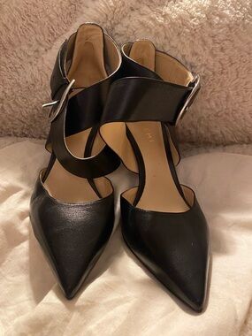 M. Gemi Elegant Black Leather Heels size 40.5